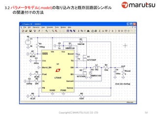 3.2 パラメータモデル(.model)の取り込み方と既存回路図シンボル
の関連付けの方法
54Copyright(C) MARUTSU ELEC CO. LTD
 