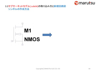 3.3サブサーキットモデル(.subckt)の取り込み方と新規回路図
シンボルの作成方法
69Copyright(C) MARUTSU ELEC CO. LTD
 