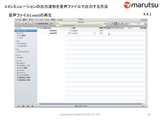 96Copyright(C) MARUTSU ELEC CO. LTD
音声ファイル(.wav)の再生
4.4シミュレーションの出力波形を音声ファイルで出力する方法
4.4.1
 