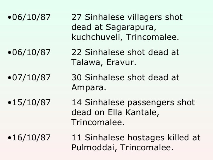 LTTE Terrorist Attacks in Sri Lanka