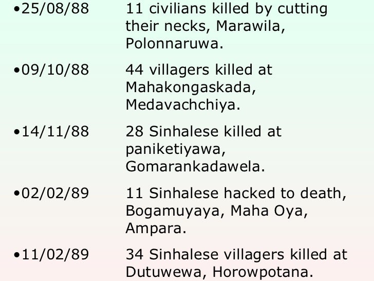LTTE Terrorist Attacks in Sri Lanka