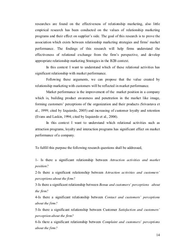 Thesis reports of marketing