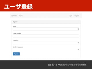 ユーザ登録
(c) 2015 Masashi Shinbara @shin1x1
 