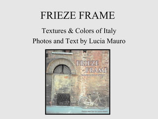 FRIEZE FRAME Textures & Colors of Italy Photos and Text by Lucia Mauro 