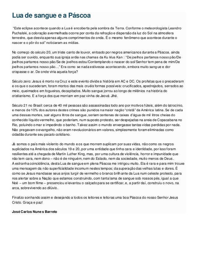 Lua de sangue e páscoa