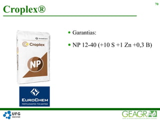  Garantias:
 NP 12-40 (+10 S +1 Zn +0,3 B)
Croplex®
70
 