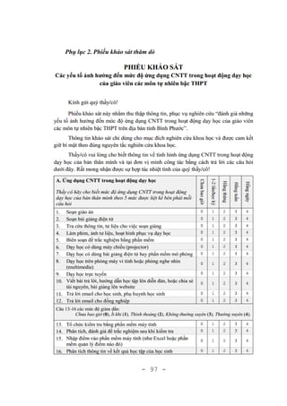 - 97 -
Phụ lục 2. Phiếu khảo sát thăm dò
 