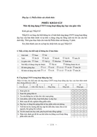 - 104 -
Phụ lục 4. Phiếu khảo sát chính thức
 