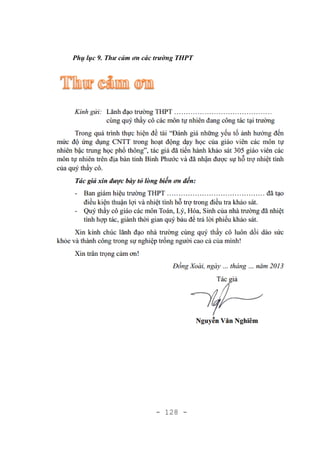 - 128 -
Phụ lục 9. Thư cảm ơn các trường THPT
 