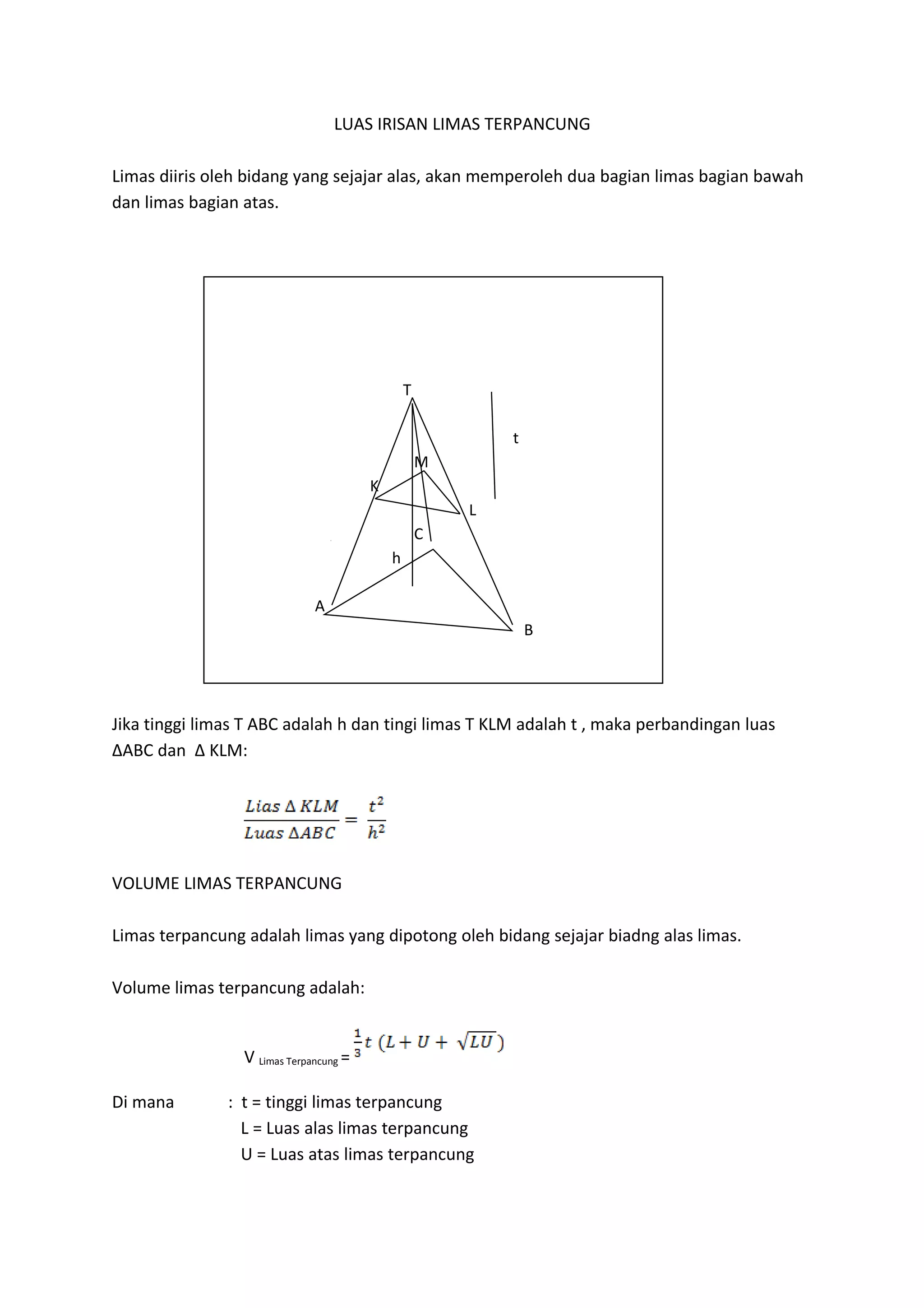Luas dan volume limas terpancung | DOC