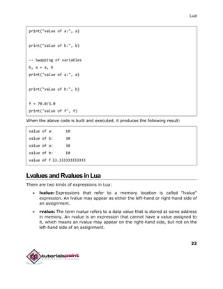 Lua Explicit Declaration Lua tutorial | PDF
