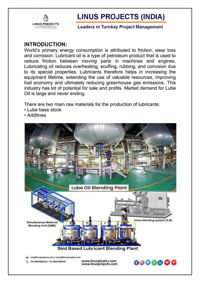 LUBRICANT OIL BLENDING PLANT & MACHINERY PDF PDF
