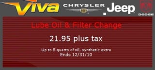 Lube Oil & Filter Change Special – Viva Dodge Chrysler Jeep El Paso TX