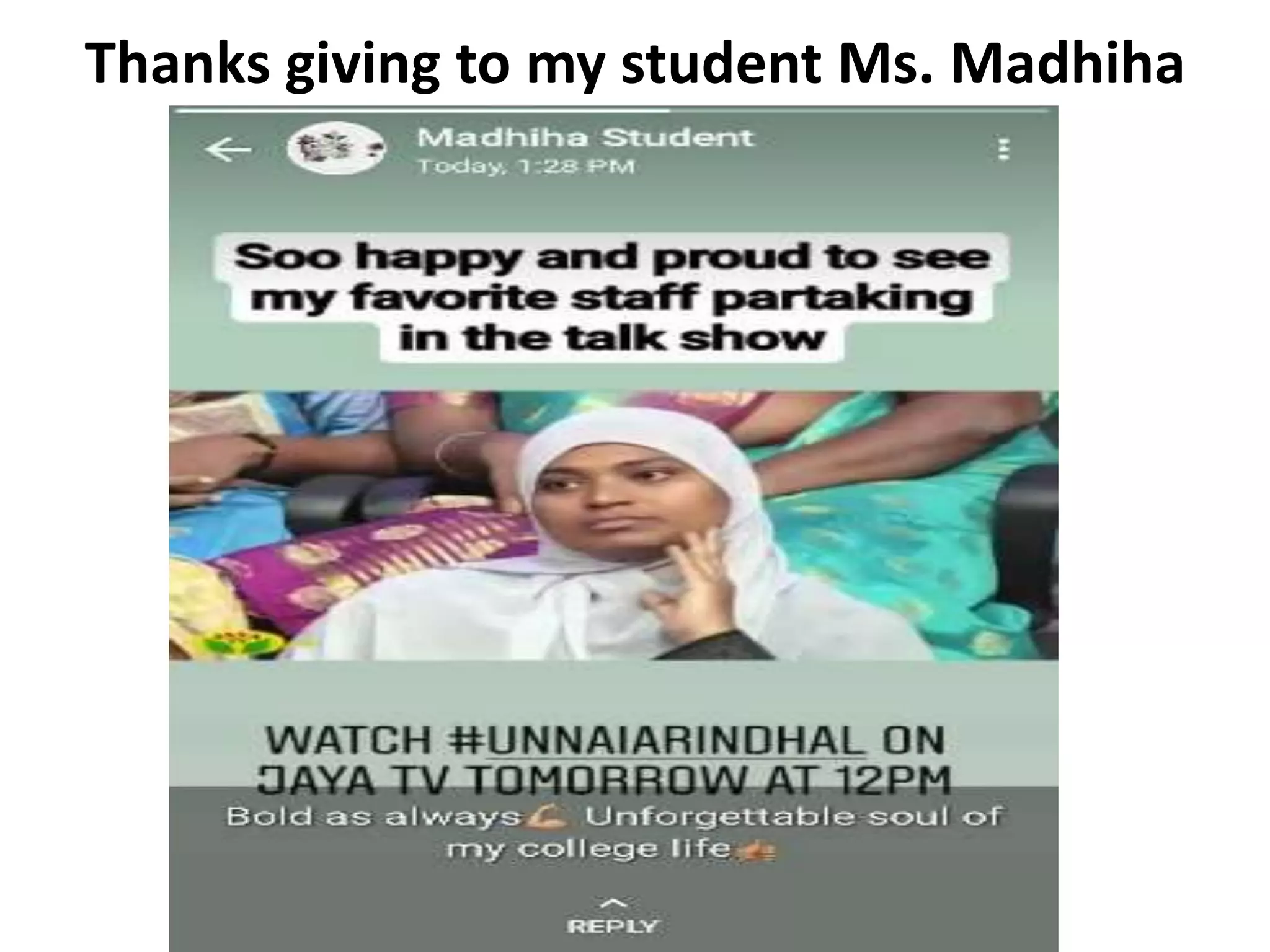 Thanks giving to my student Ms. Madhiha
 