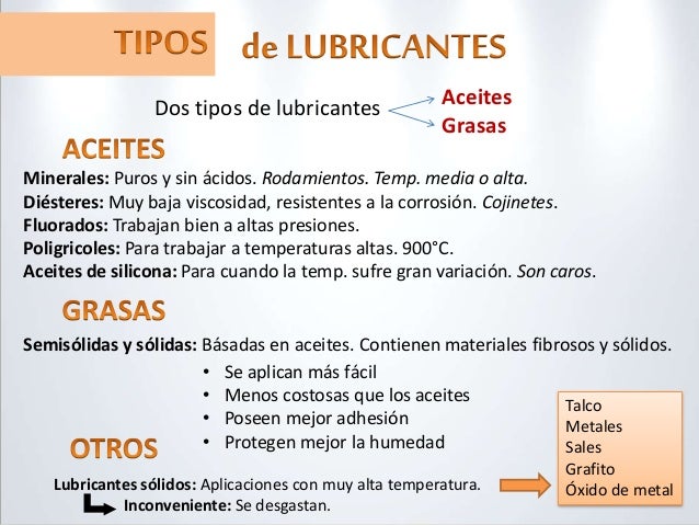 Tipos de grasas lubricantes