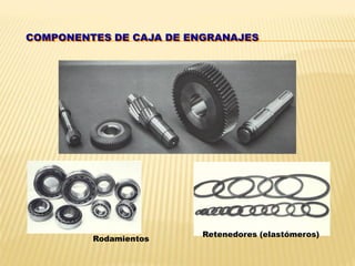 COMPONENTES DE CAJA DE ENGRANAJES
Rodamientos
Retenedores (elastómeros)
 