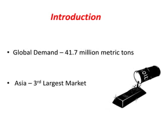 Introduction


• Global Demand – 41.7 million metric tons



• Asia – 3rd Largest Market
 