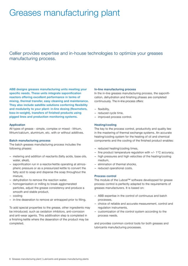 Lubricants and Greases Manufacturing Plants