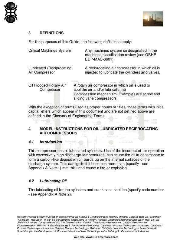 Lubricated Air Compressors Operating and Maintenance Procedures Req…