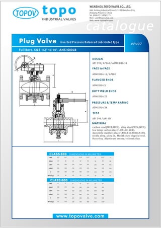 Lubricated plug valve 600 lb topo valve catalogue