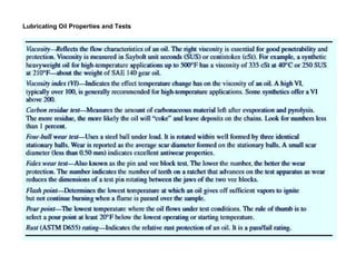 Lubricating Oil Properties and Tests
 