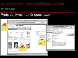 Le programme : une bibliothèque hybride Numérique Prets de livres numériques  (livrel) 