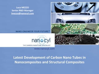 Latest Development of Carbon Nano Tubes in Nanocomposites and Structural Composites Luca MEZZO Senior R&D Manager [email_address] 