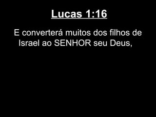 Lucas 1:16
E converterá muitos dos filhos de
 Israel ao SENHOR seu Deus,
 