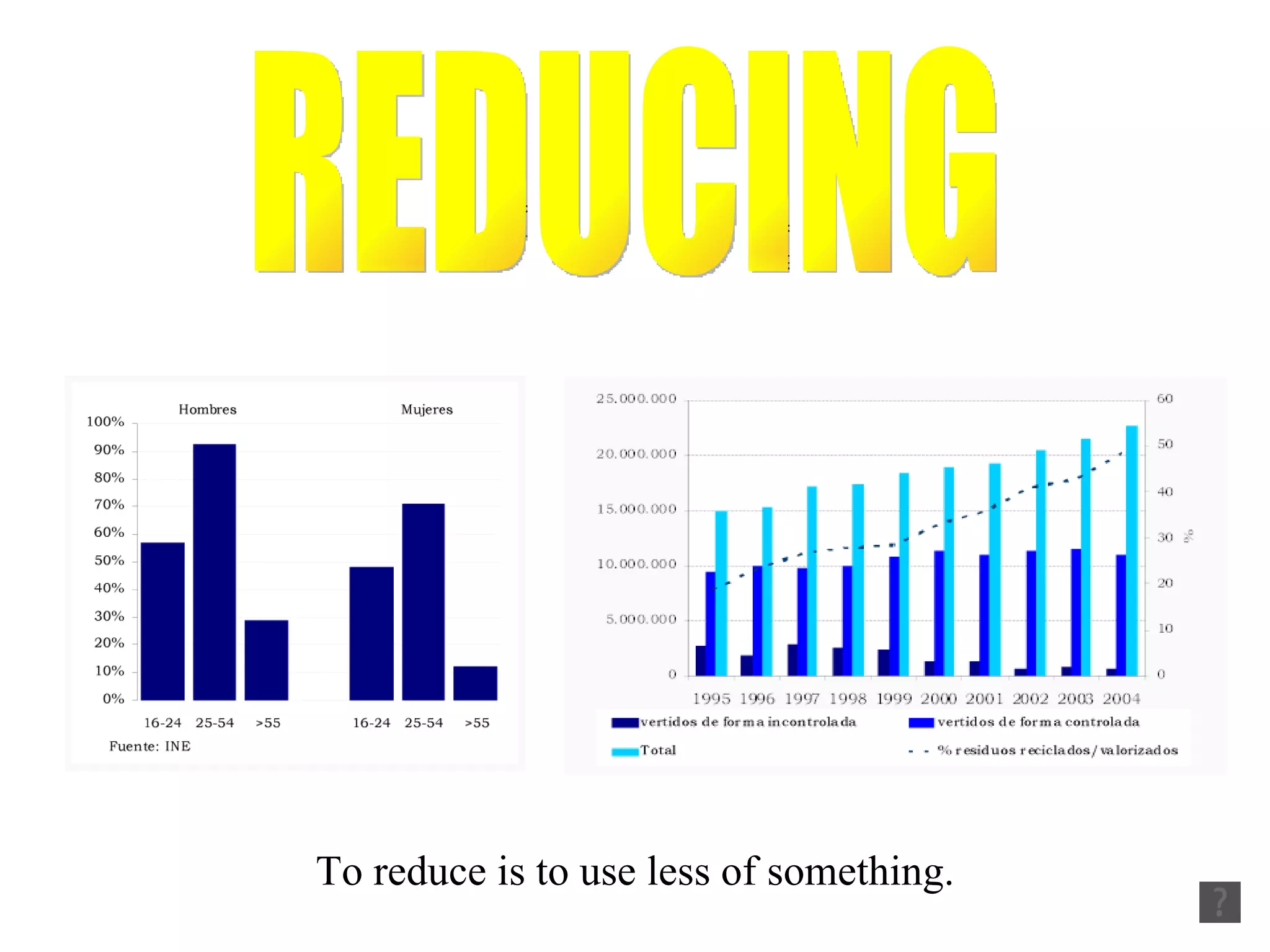 To reduce is to use less of something. REDUCING