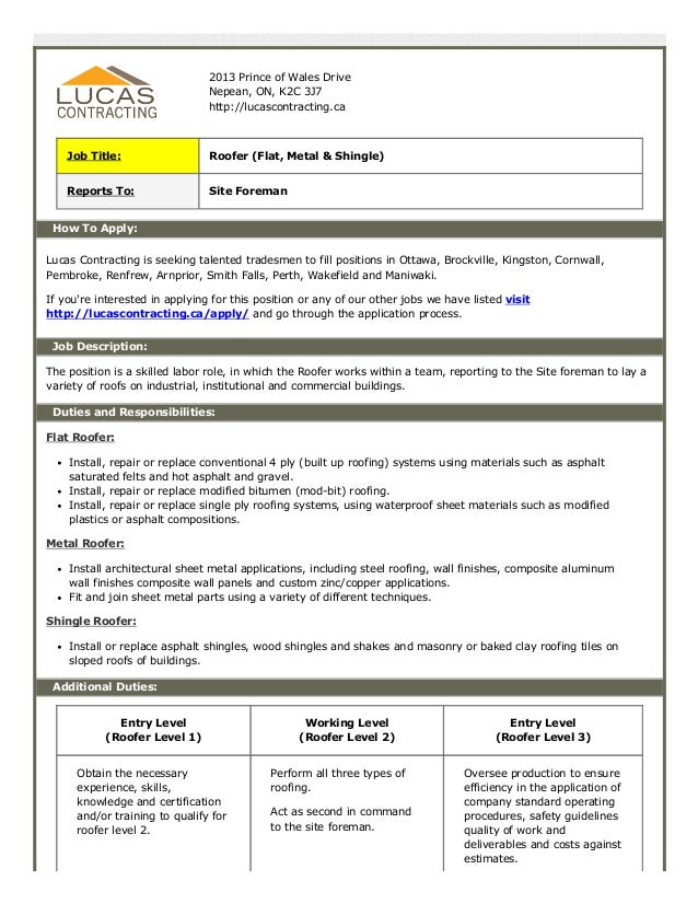 roofer description under fontanacountryinn com roofer description