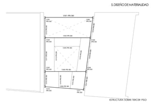 5.DISEÑODEMATERIALIDAD
ESTRUCTURA SOBRE TERCER PISO
C302
IPB 300
C304
IPB 300
C305
IPB 300
C307
IPB 300
C308
IPB 300
C310
IPB 300 C311
IPB 300
C301
IPB 300
V301 IPB 360
V303 IPB 360
V306 IPB 360
V308 IPB 360
V305 IPB 260
V310IPB360V311IPB360V312IPB360
V313IPB260
V314IPB260
V315IPB260
V316IPB260
V317IPB360
V318IPB360
V319IPB360
 