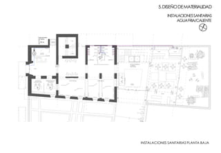 +0.00
FICHAJE PERSONAL
SALA DE
MAQUINAS
1° PISO
1° SS
OFICINA DE
COMUNICACION
ADMINISTRACION
TESORERIA
EXPO PINTURA EXPO DIBUJO
+0.00
NUCLEO PRINCIPAL
ALUMNOS
VISITANTES
SHOP
BARRA COCINA
HALL/INFORMES
ASCENSOR
EXISTENTE
TANQUE
2000L
Tanque de bombeo
CAP: 2000 lts
1TI
1CV Ø25 mm
1VL
5.DISEÑODEMATERIALIDAD
INSTALACIONESSANITARIAS
AGUAFRIA/CALIENTE
INSTALACIONES SANITARIAS PLANTA BAJA
 