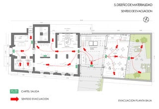+0.35
FICHAJE PERSONAL
SALA DE
MAQUINAS
1° PISO
1° SS
OFICINA DE
COMUNICACION
ADMINISTRACION
TESORERIA
EXPO PINTURA EXPO DIBUJO
+0.35
NUCLEO PRINCIPAL
ALUMNOS
VISITANTES
SHOP
BARRA COCINA
ASCENSOR
EXISTENTE
PATIO COMPARTIDO
7.66
8.12
8.08
8.00
2.32
4.95
2.04
8.54
4.07
6.88
3.31
15.58
7.32
8.07
3.09
4.11
2.42
3.30
9.30
3.77
10.25 8.00
50.81
4.68
8.00
17.79
6.08
14.00
3.60
6.70
4.04
4.45
1.80
HALL DE ACCESO
CAFETERIA
SANITARIOS
50.67
EVACUACION PLANTA BAJA
5.DISEÑODEMATERIALIDAD
SENTIDODEEVACUACION
CARTEL SALIDA
SENTIDO EVACUACION
 