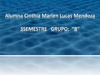 Alumna Cinthia Marlen Lucas Mendoza
3SEMESTRE GRUPO: “B”
 