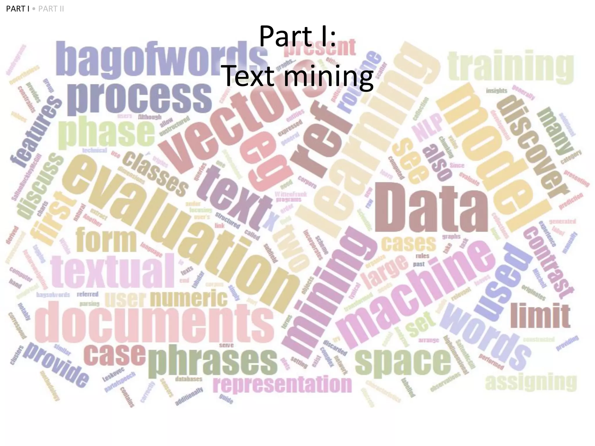 PART I • PART II


                      Part I:
                   Text mining
 