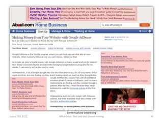 Contextualized advertising
Lucca, Oct 2012   Miha Grčar: Text and text stream mining   40
 