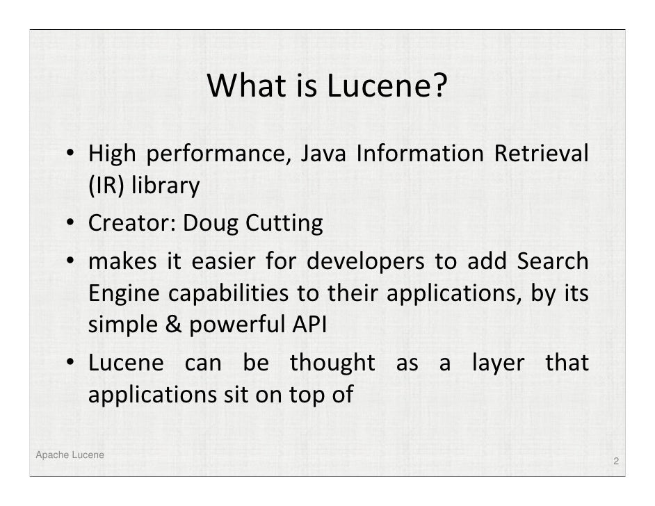 using apache lucene