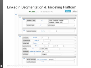 LinkedIn Segmentation & Targeting Platform

Complex tree-like attribute predicate expressions

©2013 LinkedIn Corporation....