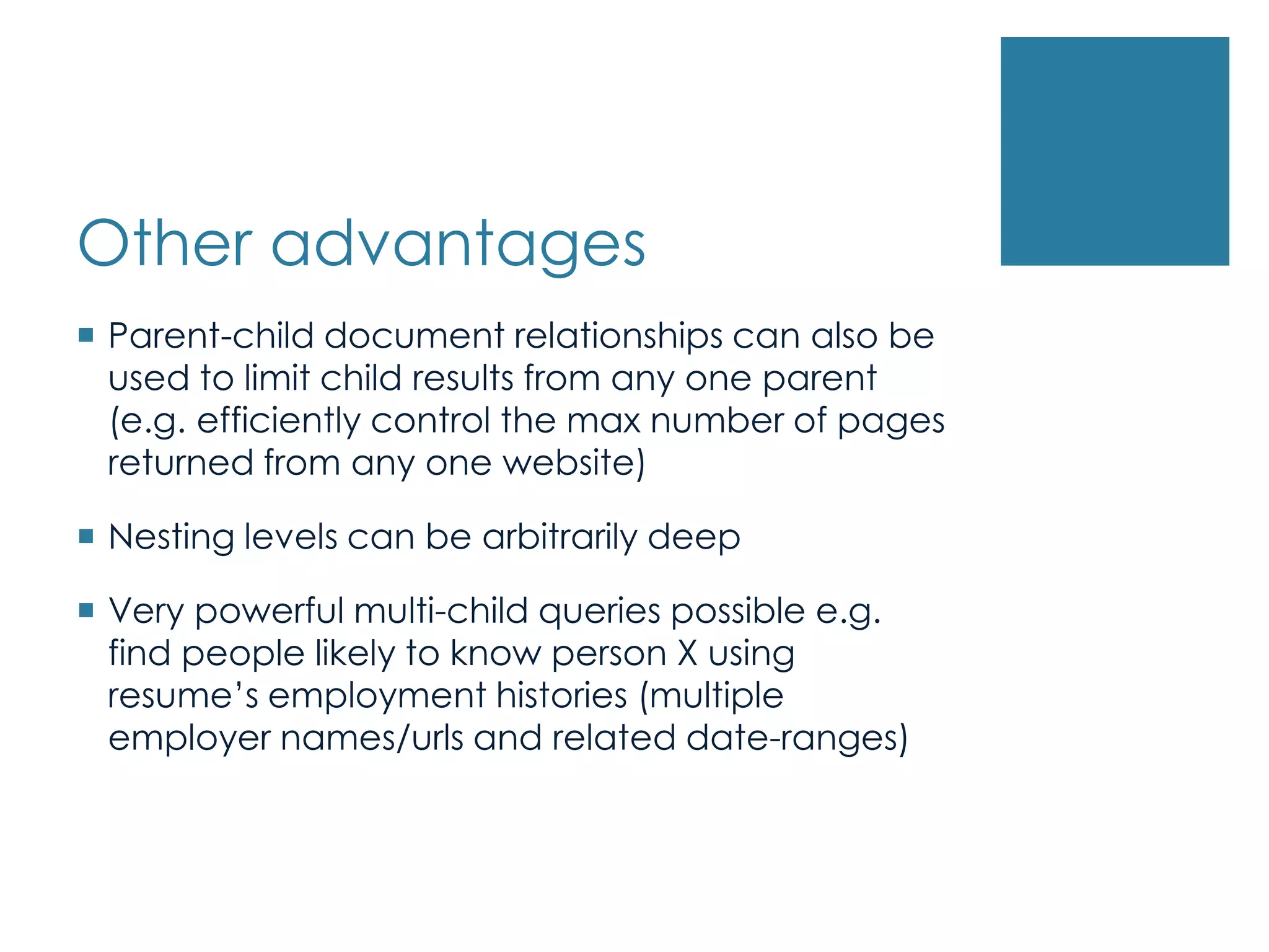 Requires an indexed field to identify parent documents?