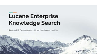 Lucene Enterprise
Knowledge Search
Research & Development : More than Meets the Eye
 