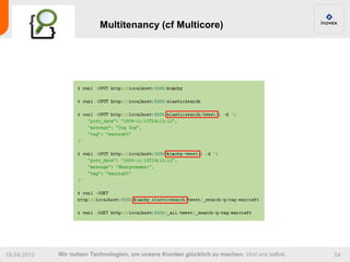 Multitenancy (cf Multicore)




19.04.2012   Wir nutzen Technologien, um unsere Kunden glücklich zu machen. Und uns selbst.   54
 