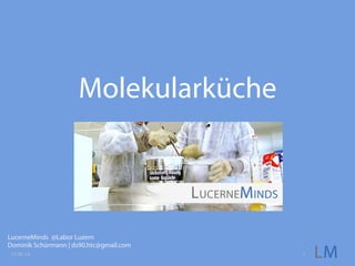 Molekularküche
LucerneMinds @Labor Luzern
Dominik Schürmann | ds90.htc@gmail.com
10.06.14 1
 