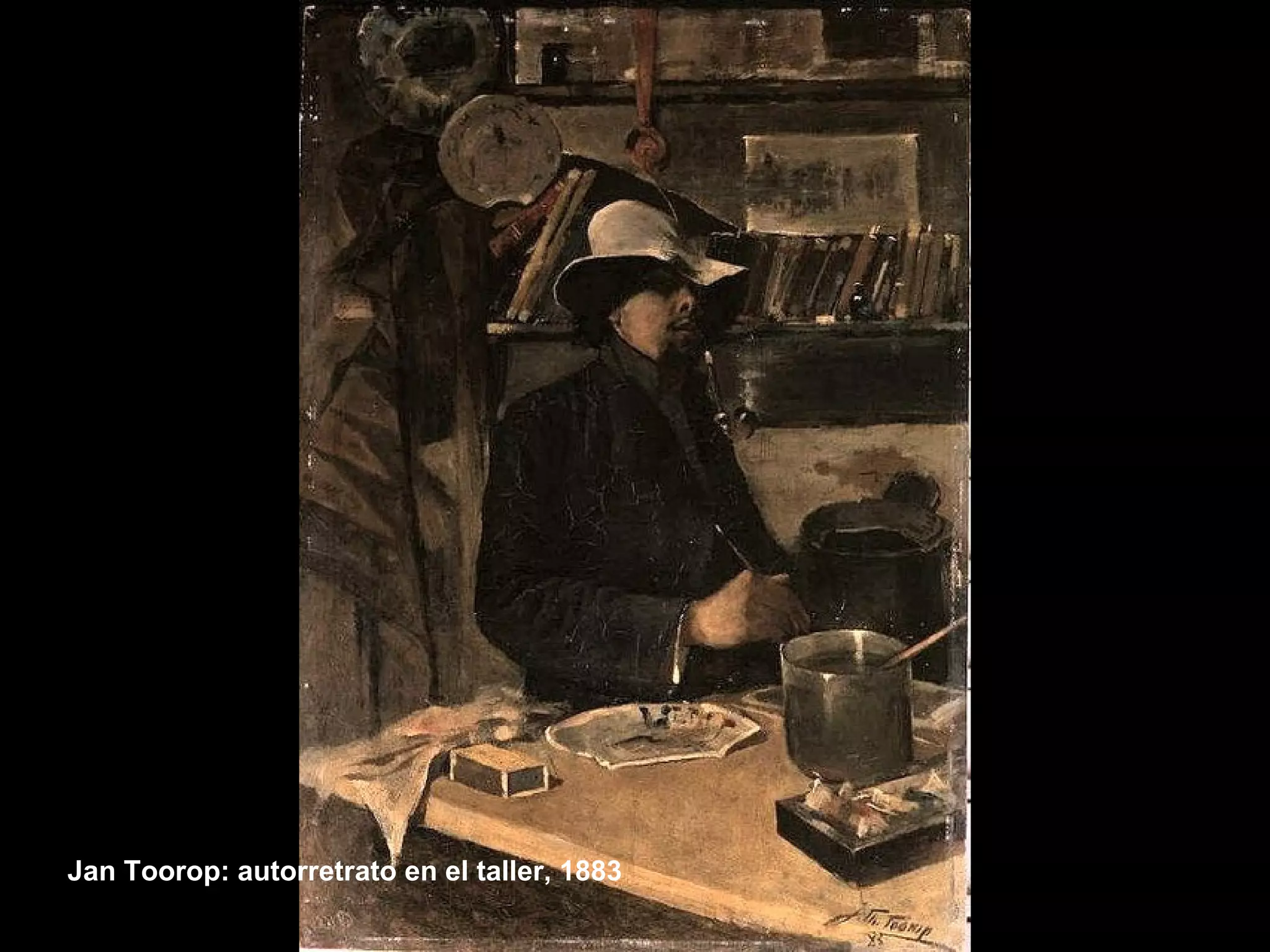 Jan Toorop: autorretrato en el taller, 1883
 