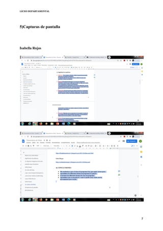LICEO DEPARTAMENTAL
5)Capturas de pantalla
Isabella Rojas
7
 