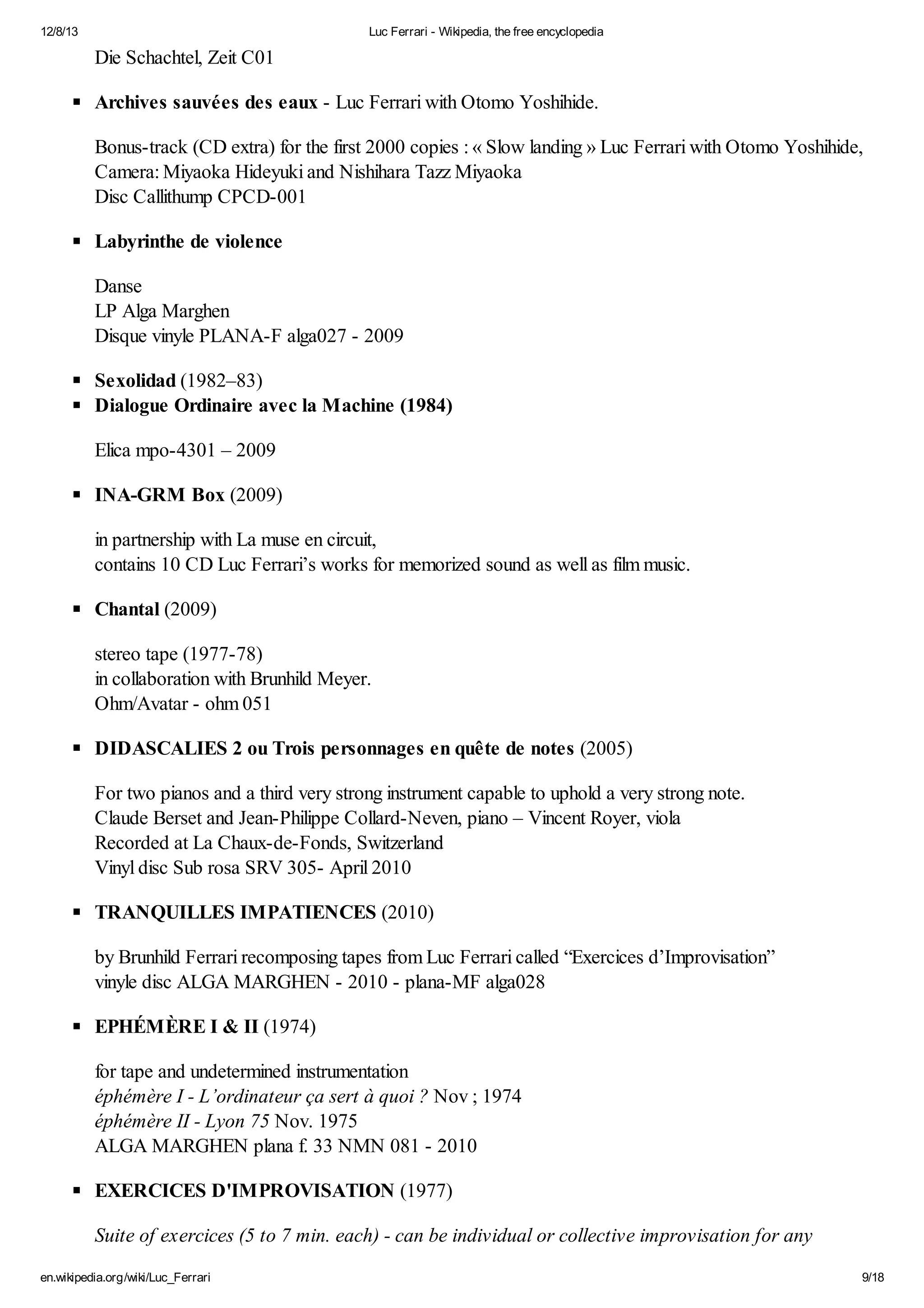 Luc Ferrari, Musician | PDF