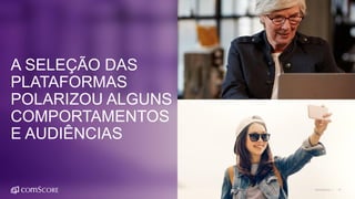 ©comScore | 21
A SELEÇÃO DAS
PLATAFORMAS
POLARIZOU ALGUNS
COMPORTAMENTOS
E AUDIÊNCIAS
 