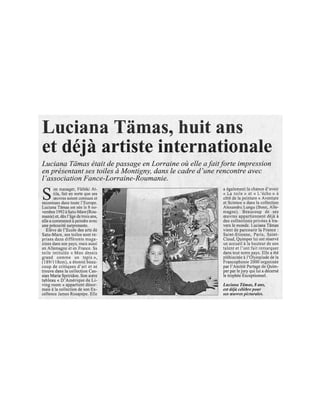 LUCIANA TAMAS, HUIT ANS ET DEJA ARTISTE INTERNATIONALE - ANDRE MONGET