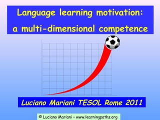 Language learning motivation:
a multi-dimensional competence




 Luciano Mariani TESOL Rome 2011
     © Luciano Mariani – www.learningpaths.org
 