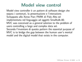 Model view controller: un pattern per l’interaction design | PPT
