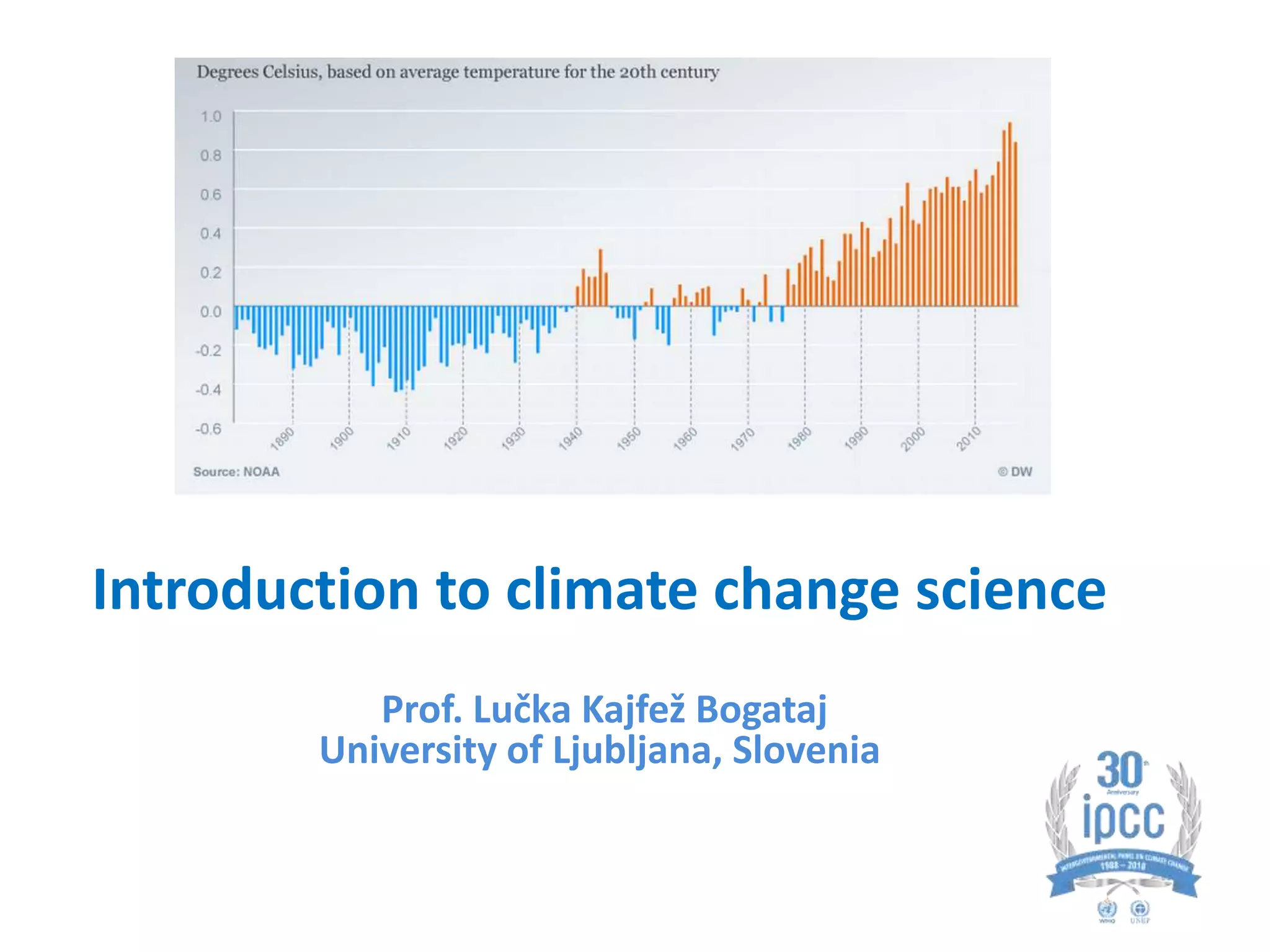 Introduction to climate change science
Prof. Lučka Kajfež Bogataj
University of Ljubljana, Slovenia
 